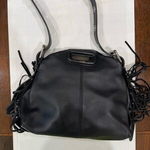 Maje Side-Fringe Leather Miss M Crossbody Hobo Bag